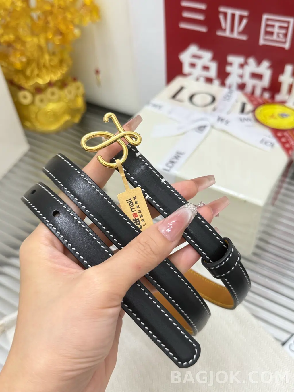 로에베 로에베 아나그램 L 버클 가죽 벨트 1.5cm 상세 이미지