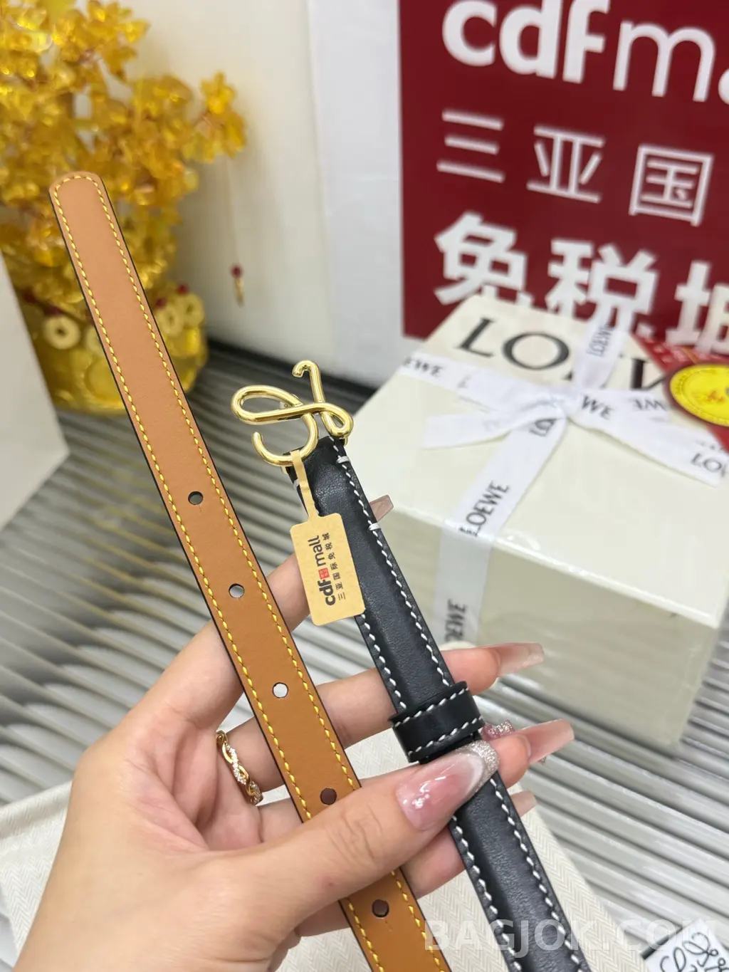로에베 로에베 아나그램 L 버클 가죽 벨트 1.5cm 상세 이미지