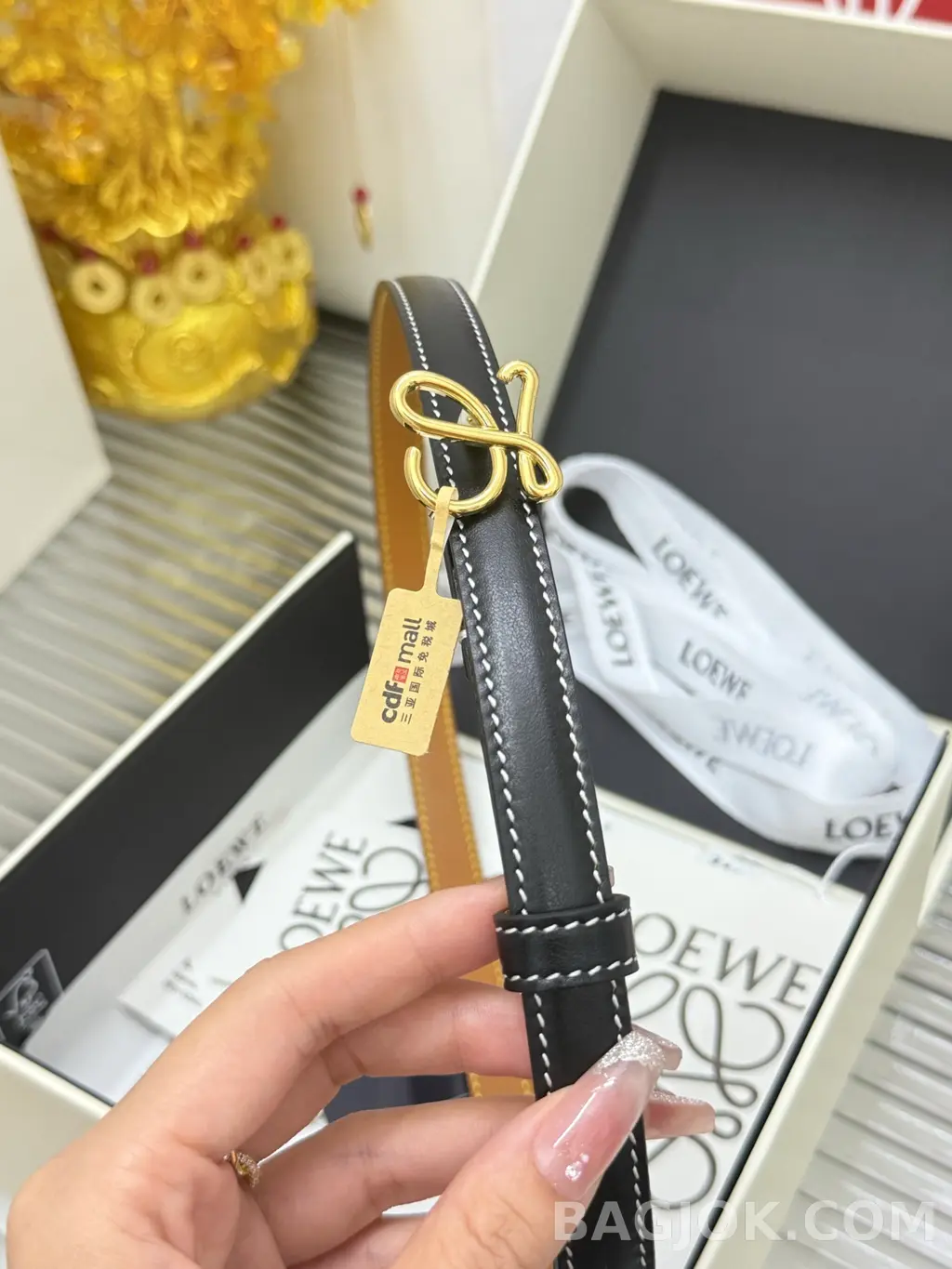 로에베 로에베 아나그램 L 버클 가죽 벨트 1.5cm 상세 이미지