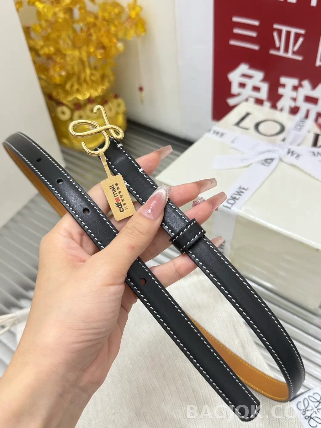 로에베 로에베 아나그램 L 버클 가죽 벨트 1.5cm 상세 이미지