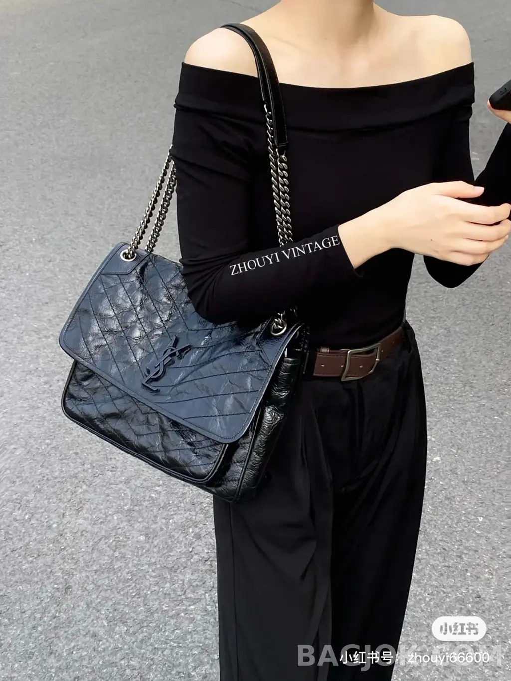 생로랑 Saint Laurent 니키백 미디움 빈티지 레더 상세 이미지