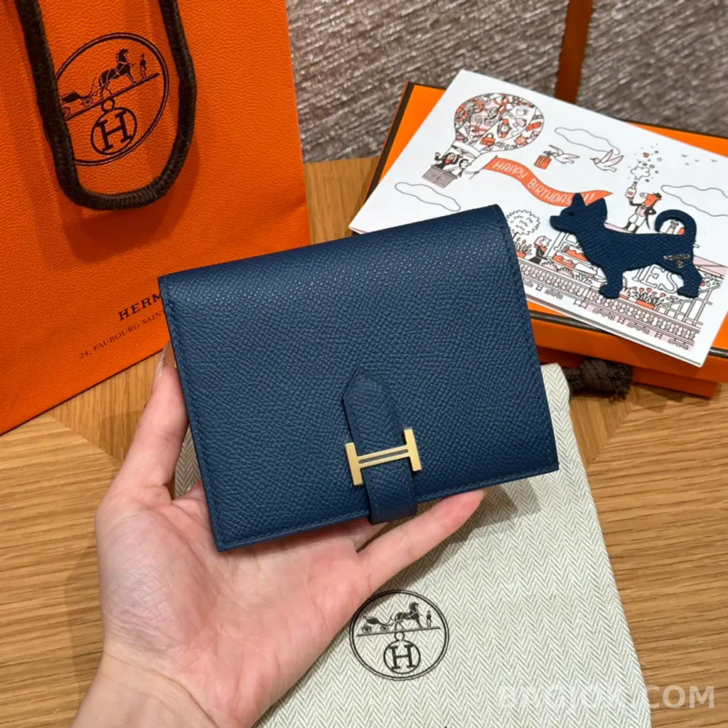 에르메스 Hermes 베안 컴팩트 지갑 앱송 금장 상세 이미지