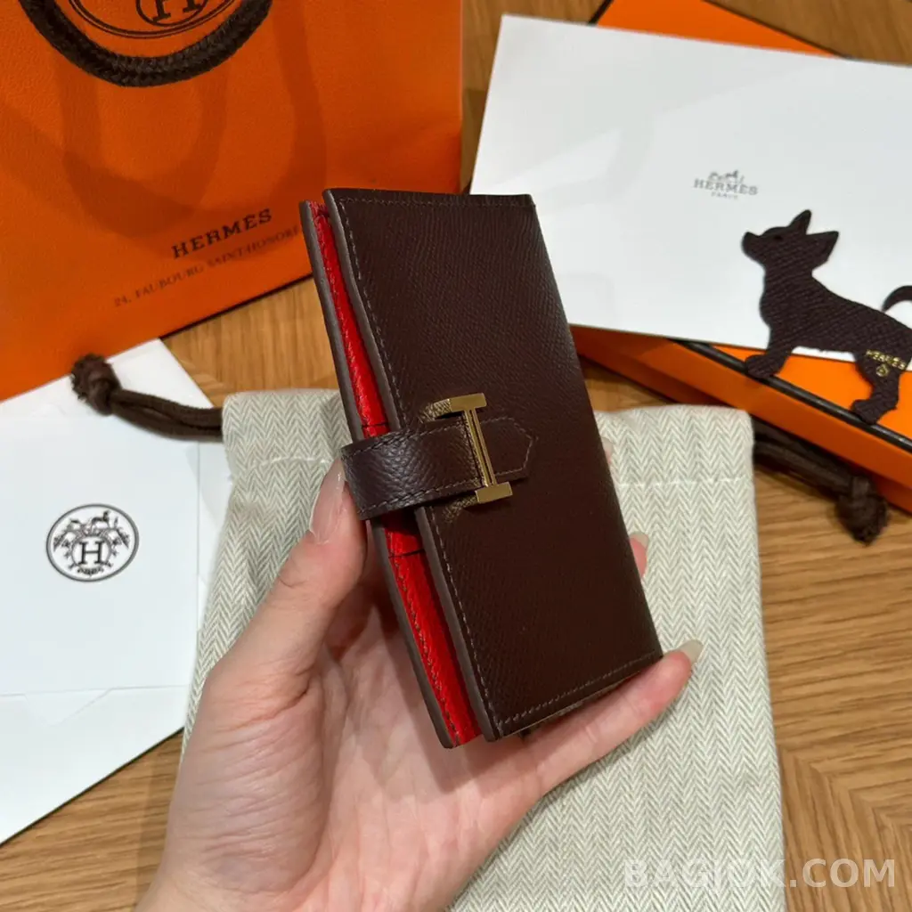 에르메스 Hermes 베안 컴팩트 지갑 앱송 금장 상세 이미지