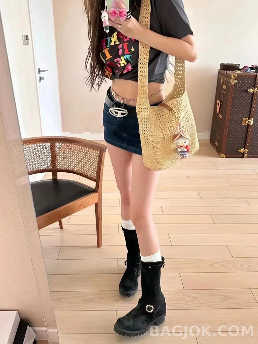 생로랑 Saint Laurent 크로쉐 라피아 호보백 상세 이미지
