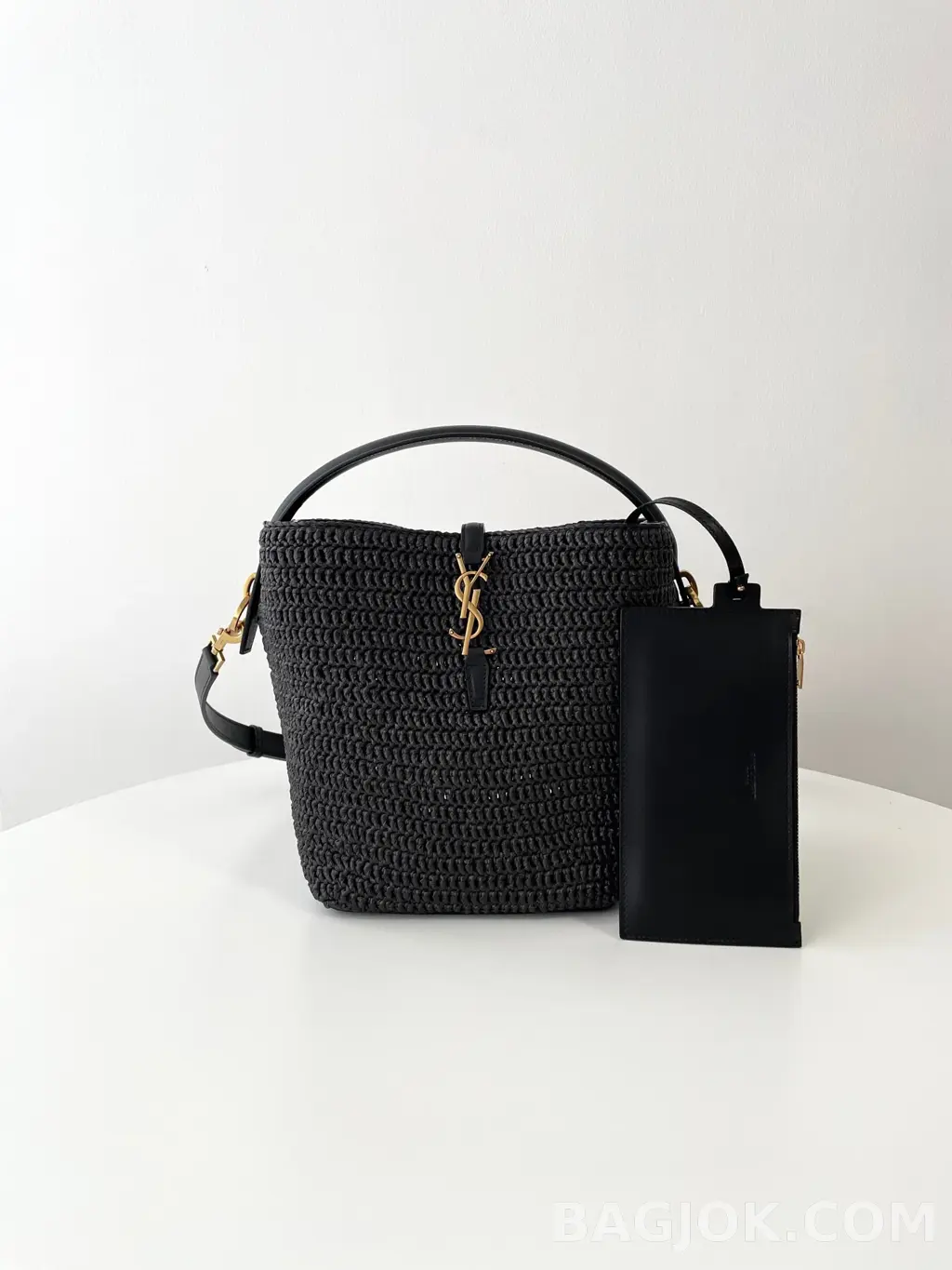 생로랑 Saint Laurent LE 37 버킷백 우븐 라피아 상세 이미지