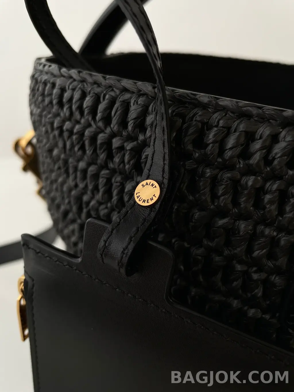 생로랑 Saint Laurent LE 37 버킷백 우븐 라피아 상세 이미지