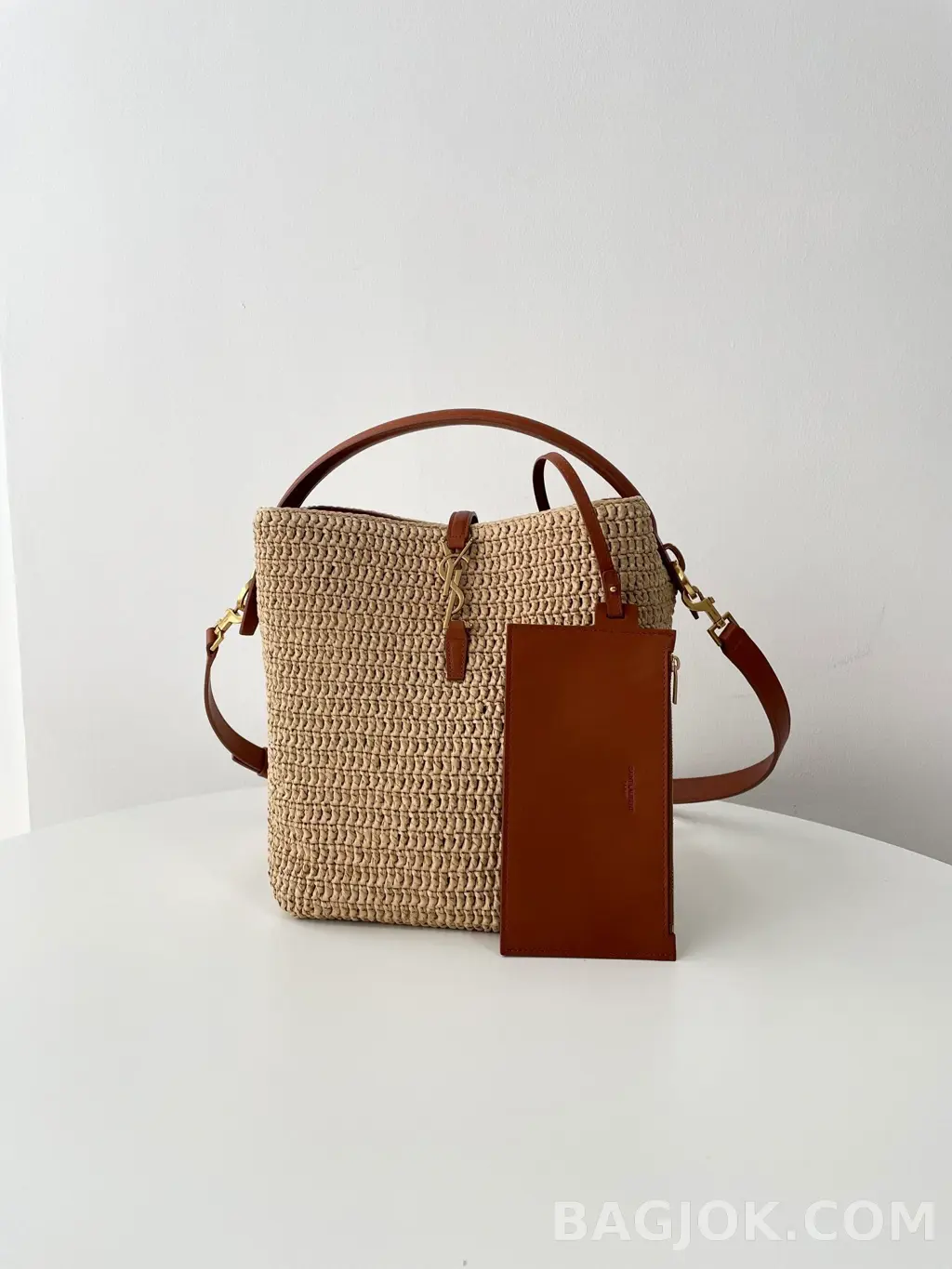 생로랑 Saint Laurent LE 37 버킷백 우븐 라피아 상세 이미지