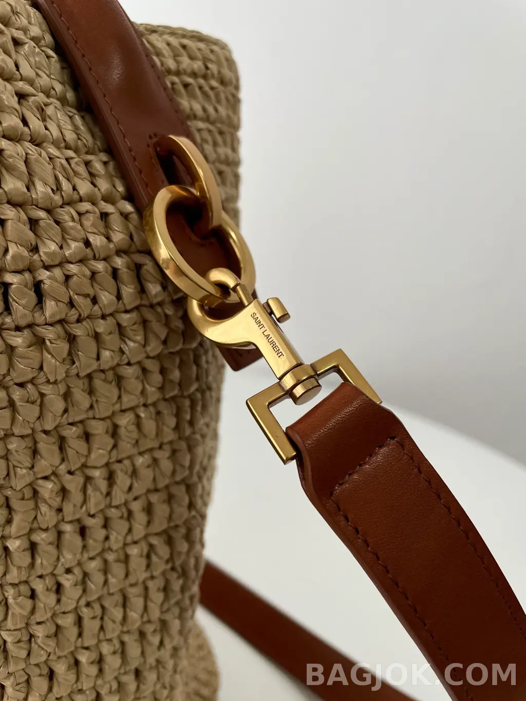 생로랑 Saint Laurent LE 37 버킷백 우븐 라피아 상세 이미지