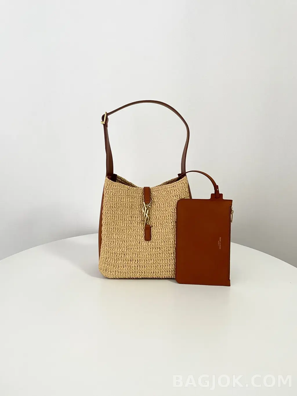 생로랑 Saint Laurent LE 5À7 서플 라피아 앤 레더 스몰 상세 이미지