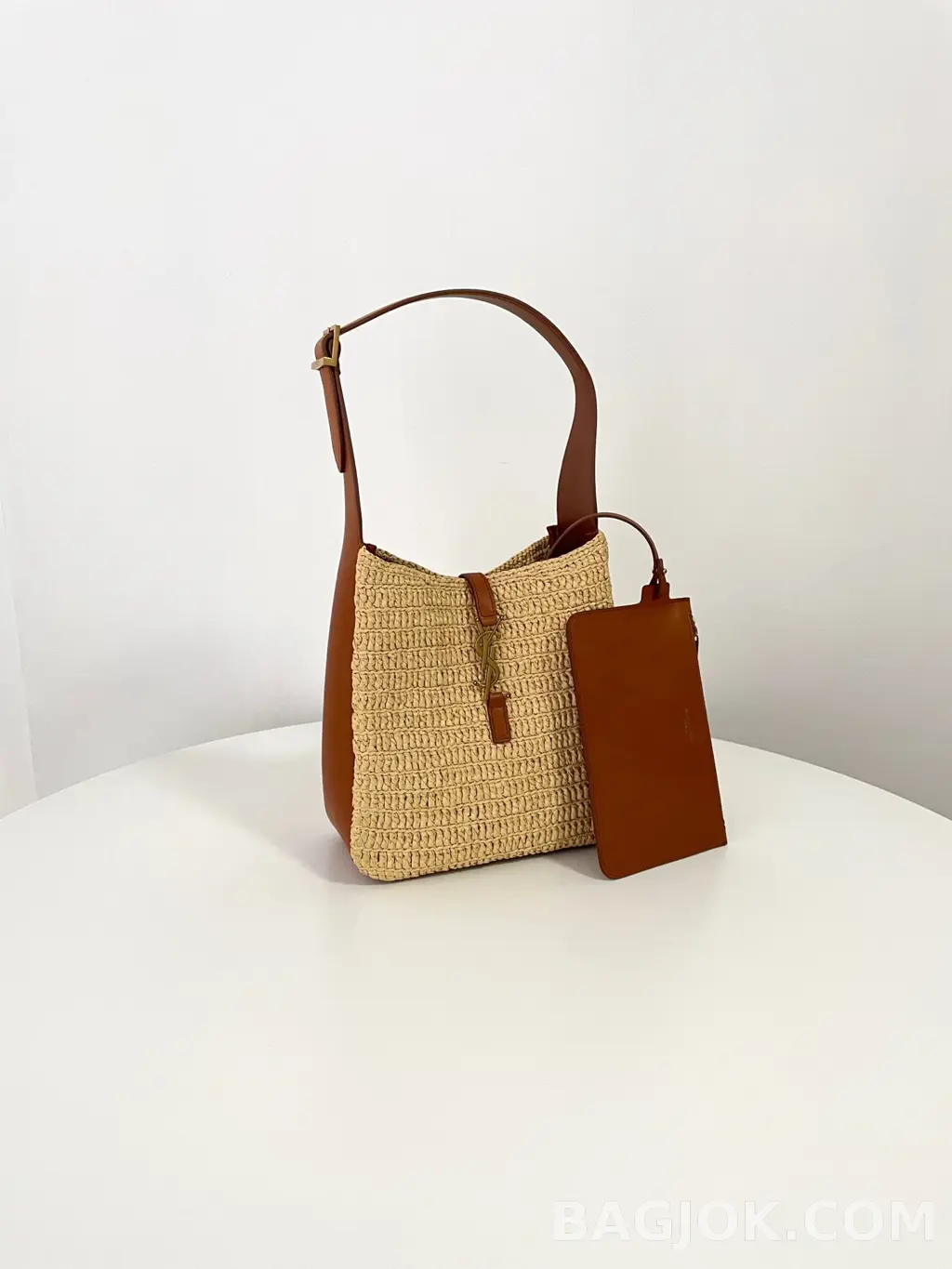 생로랑 Saint Laurent LE 5À7 서플 라피아 앤 레더 스몰 상세 이미지