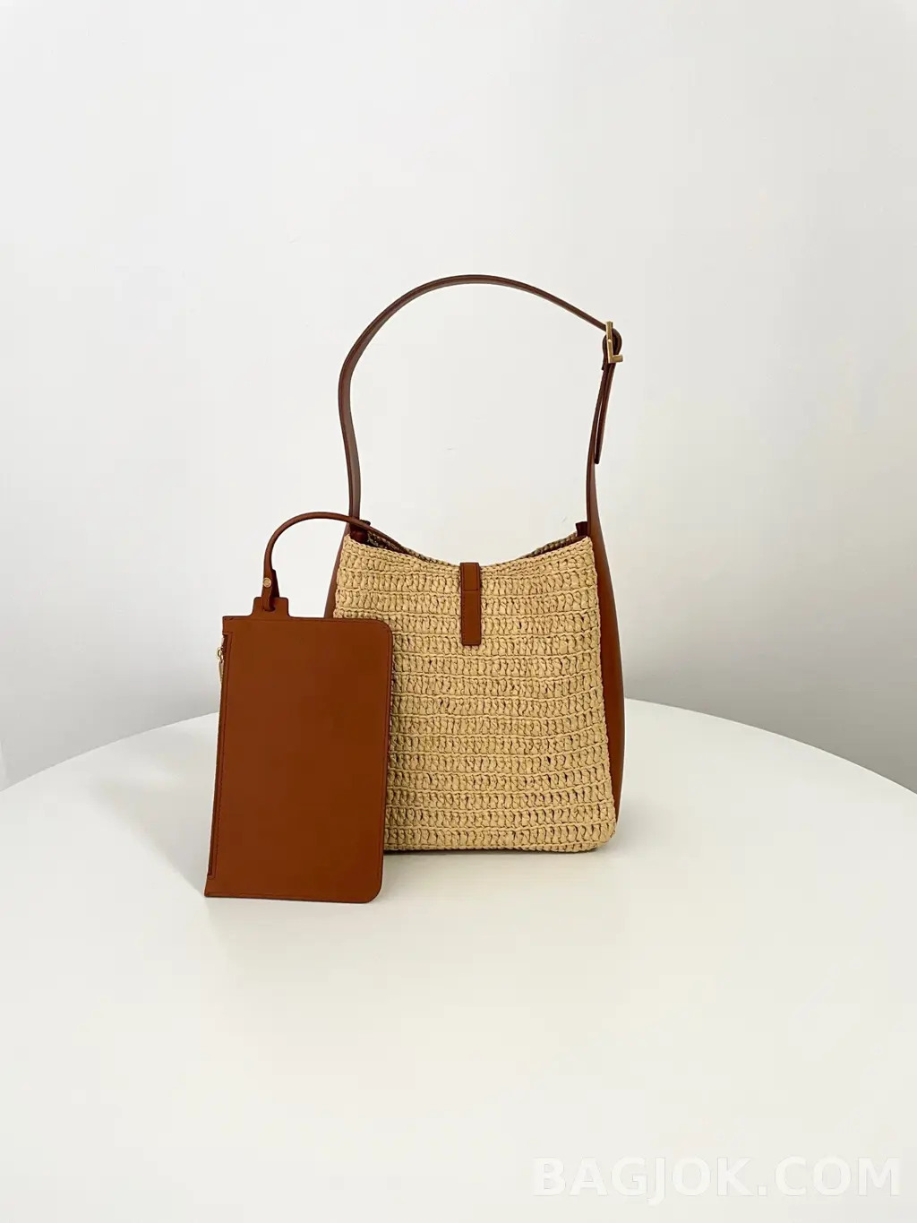 생로랑 Saint Laurent LE 5À7 서플 라피아 앤 레더 스몰 상세 이미지