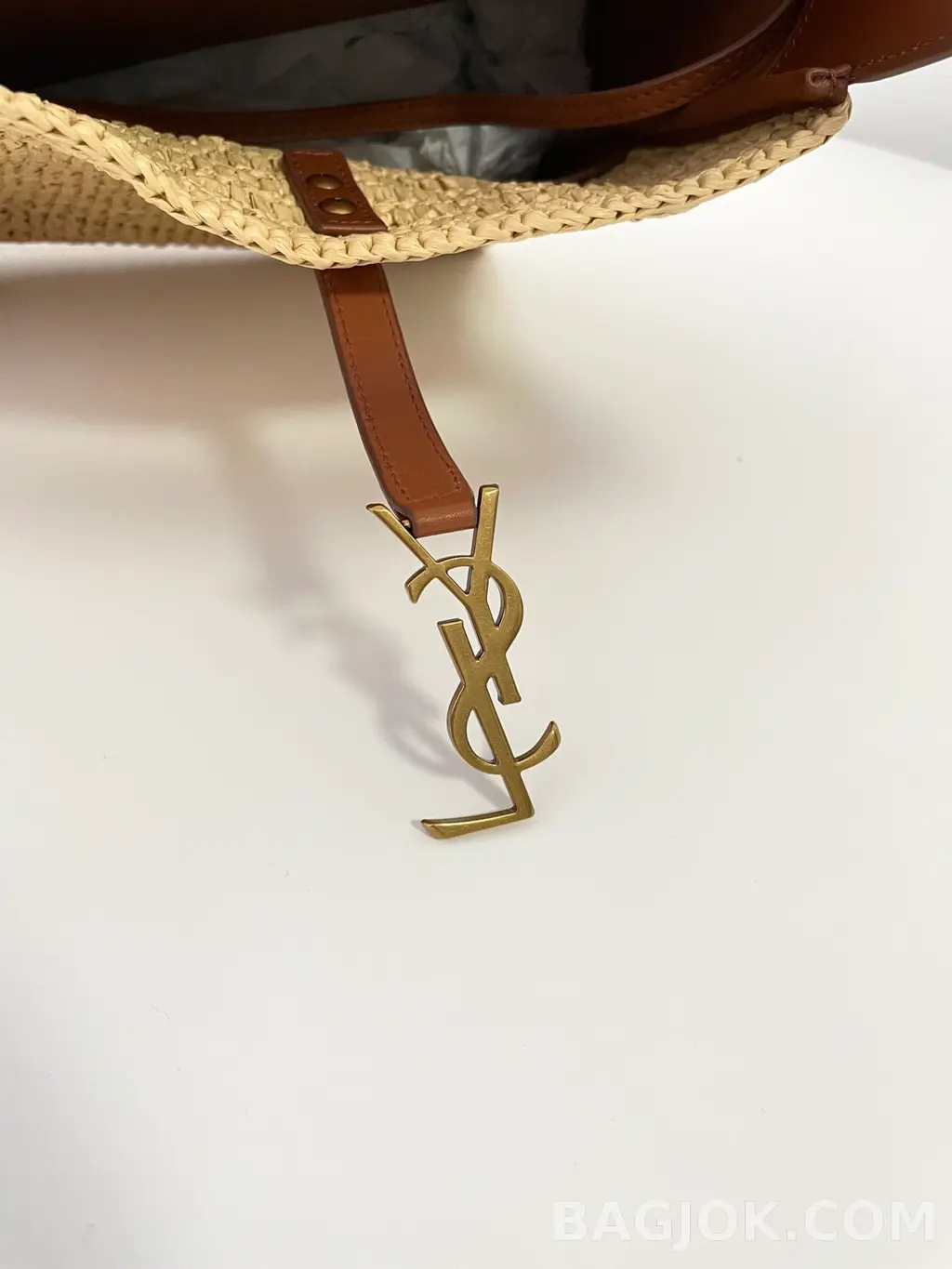 생로랑 Saint Laurent LE 5À7 서플 라피아 앤 레더 스몰 상세 이미지