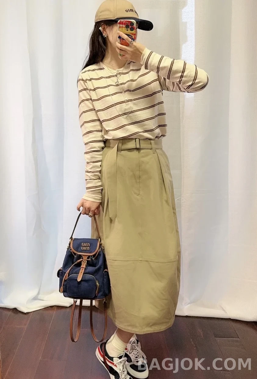 미우미우 MiuMiu 캔버스 앤 레더 백팩 스몰 상세 이미지