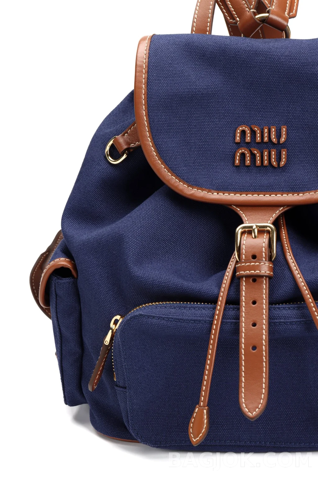 미우미우 MiuMiu 캔버스 앤 레더 백팩 미디움 상세 이미지