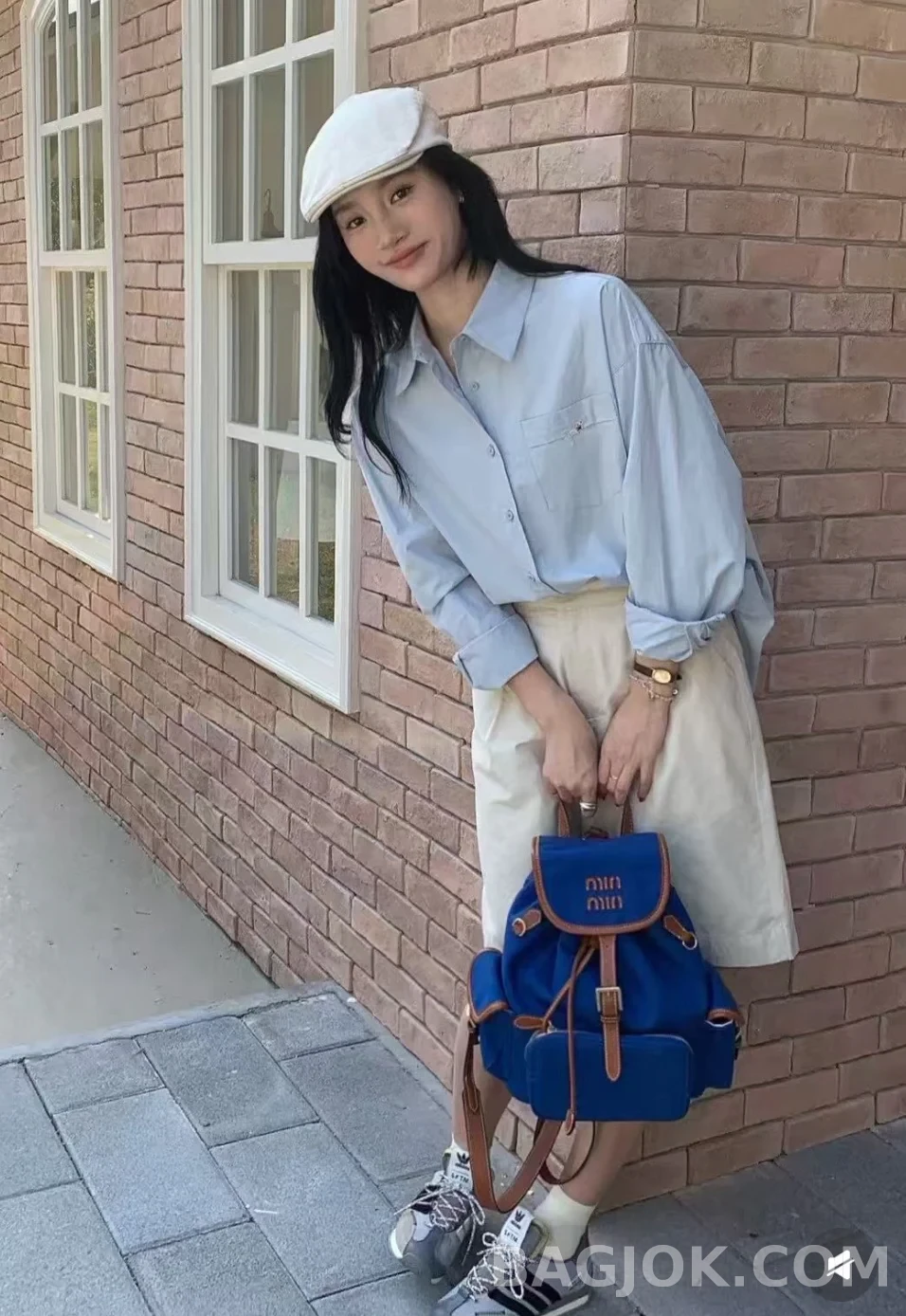 미우미우 MiuMiu 캔버스 앤 레더 백팩 미디움 상세 이미지
