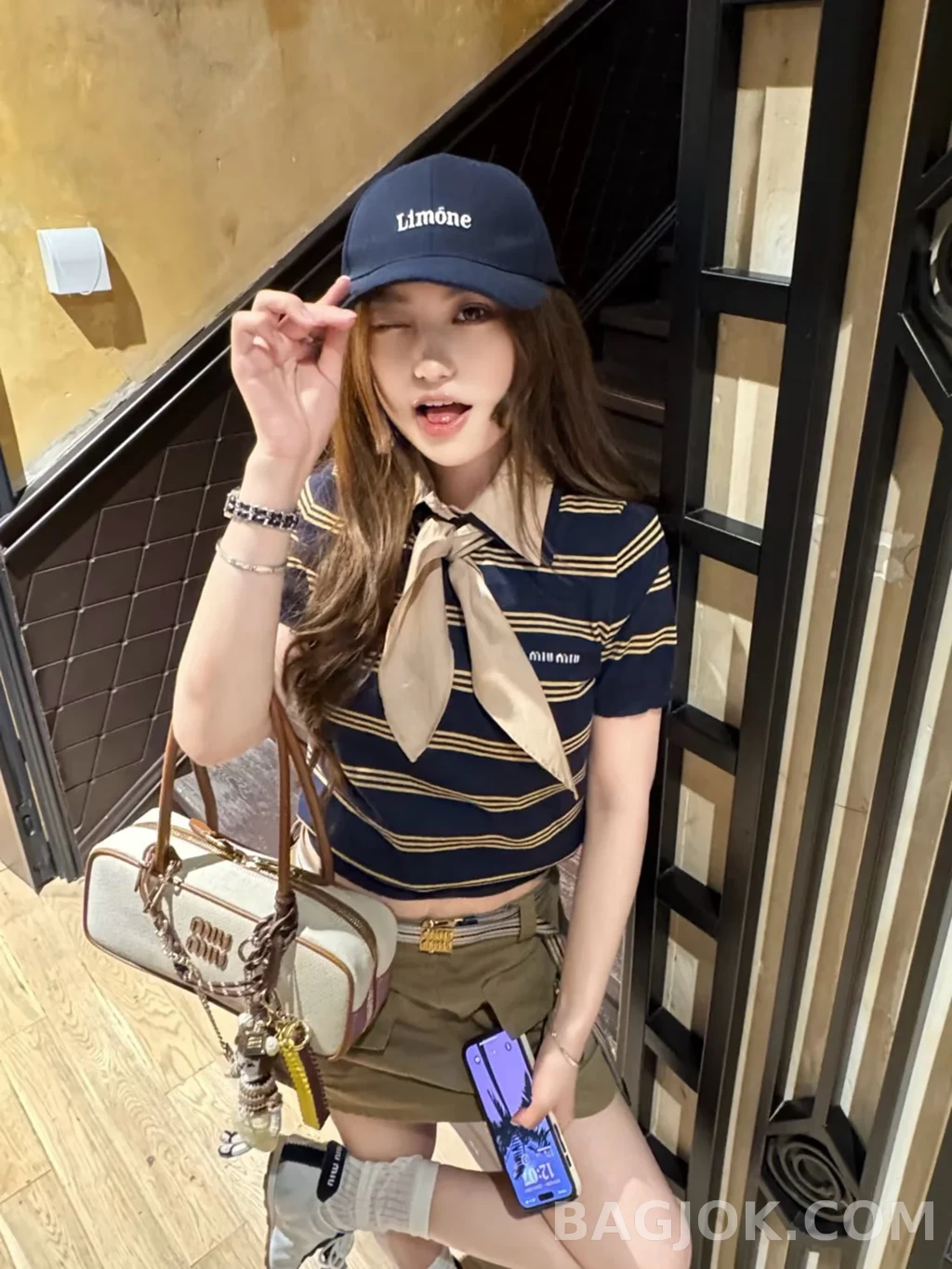 미우미우 MiuMiu 캔버스&가죽 보 백 상세 이미지