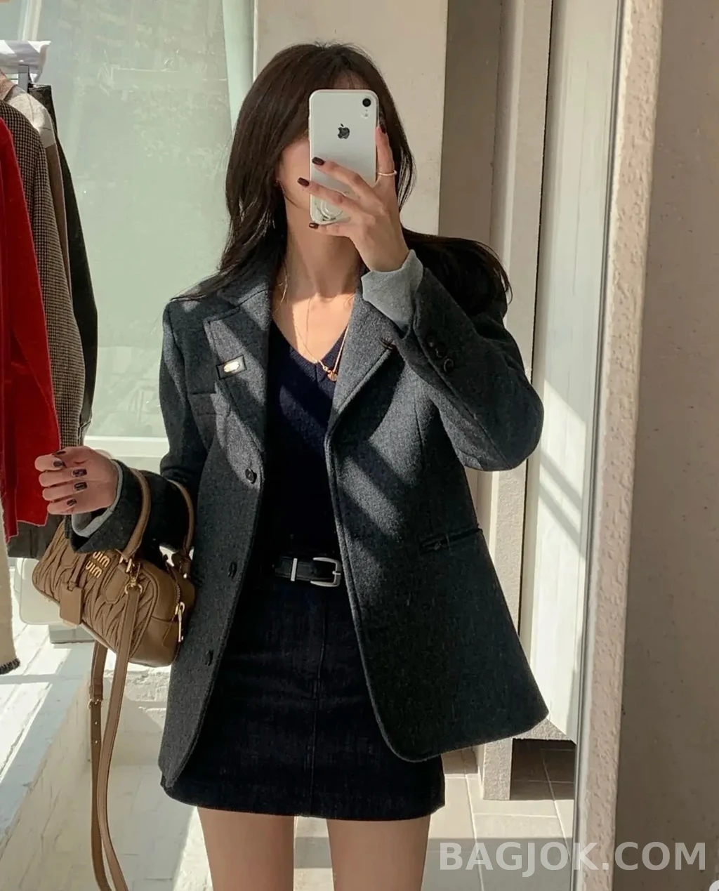 미우미우 MiuMiu 아르카디 마테라쎄 나파 스몰 레더 백 상세 이미지