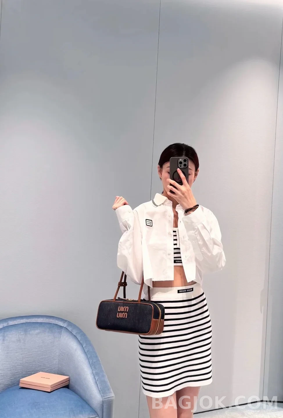 미우미우 MiuMiu 보 데님 백 스몰 상세 이미지