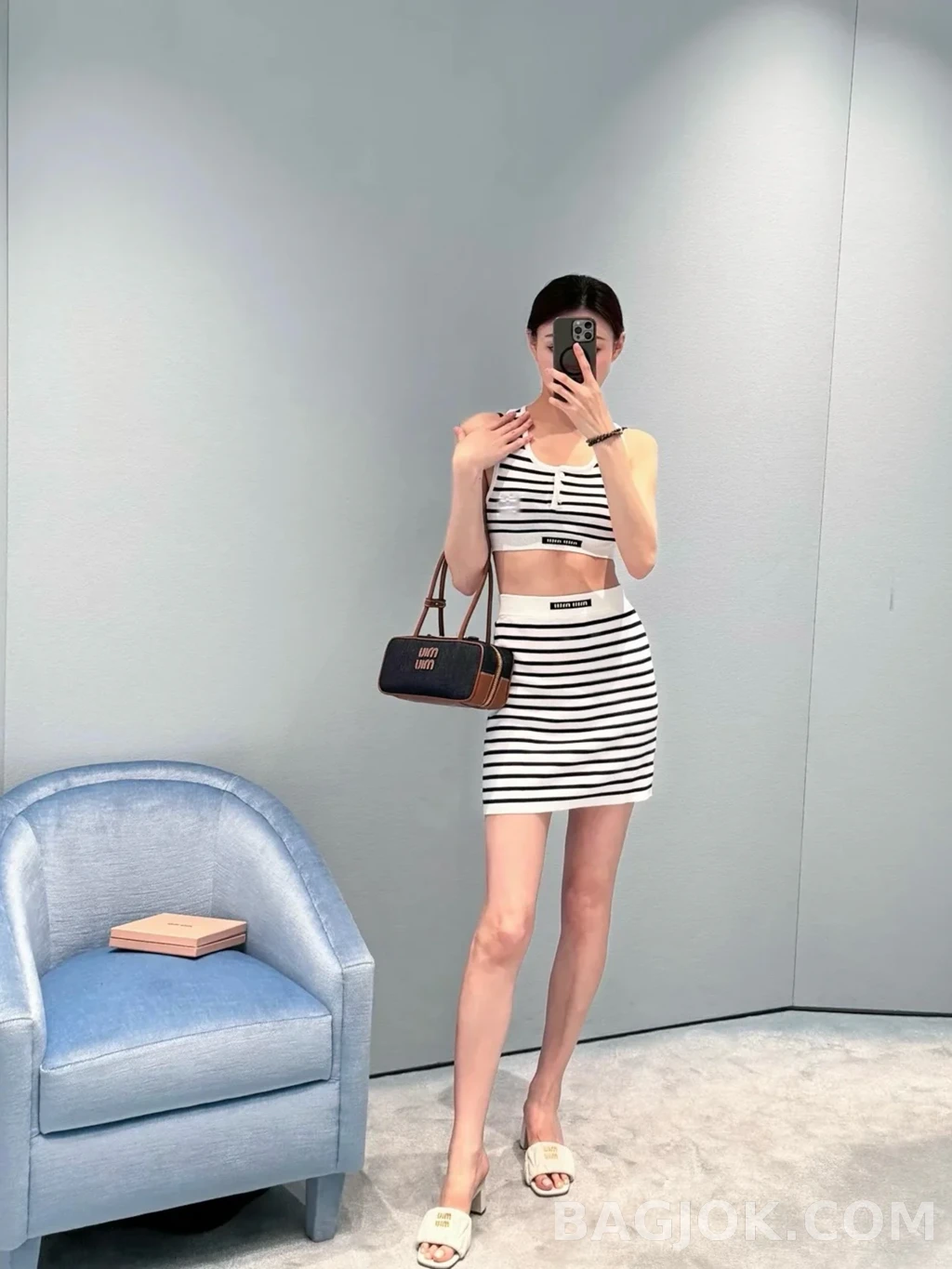 미우미우 MiuMiu 보 데님 백 스몰 상세 이미지