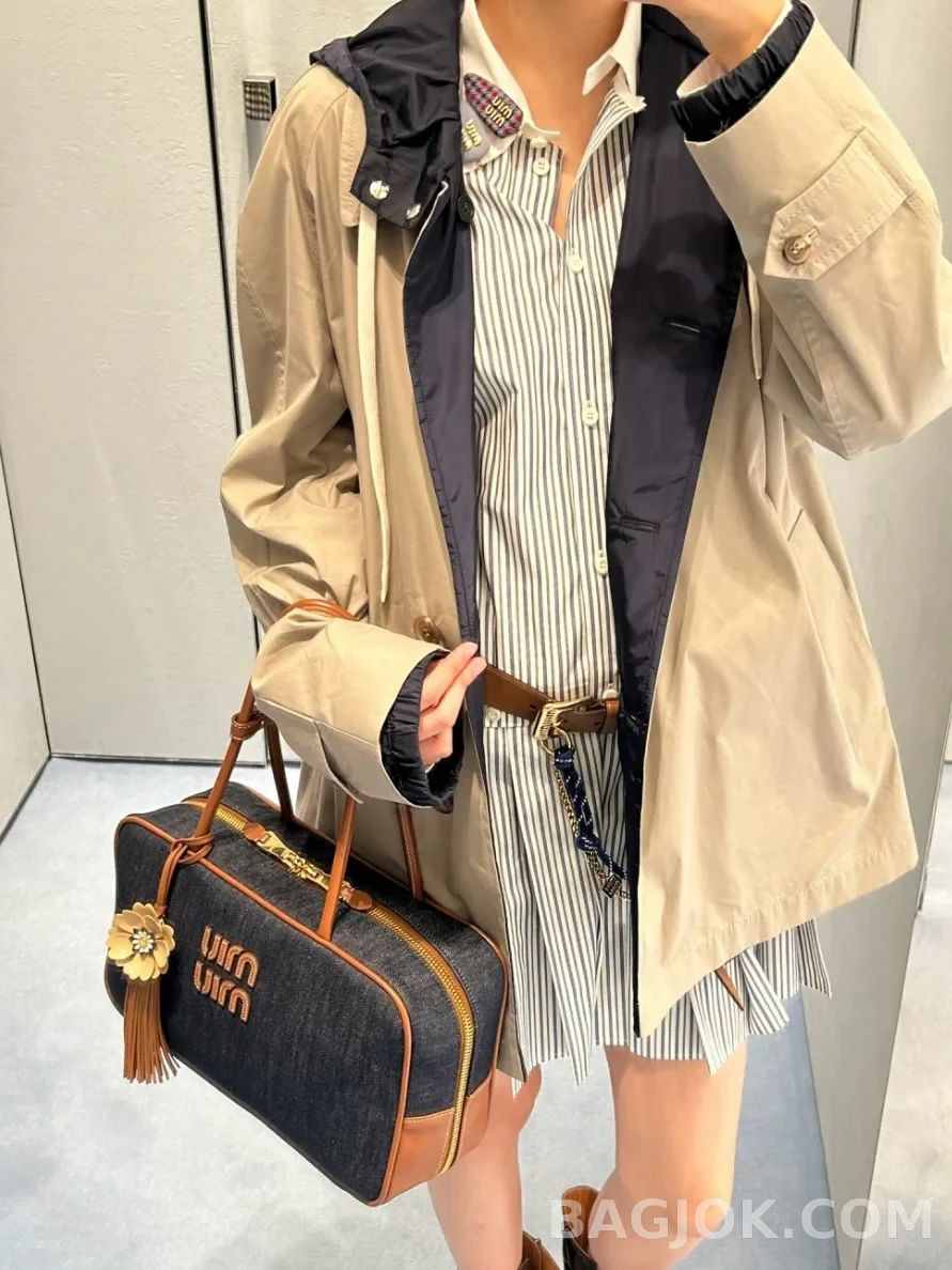 미우미우 MiuMiu 보 데님 백 라지 상세 이미지