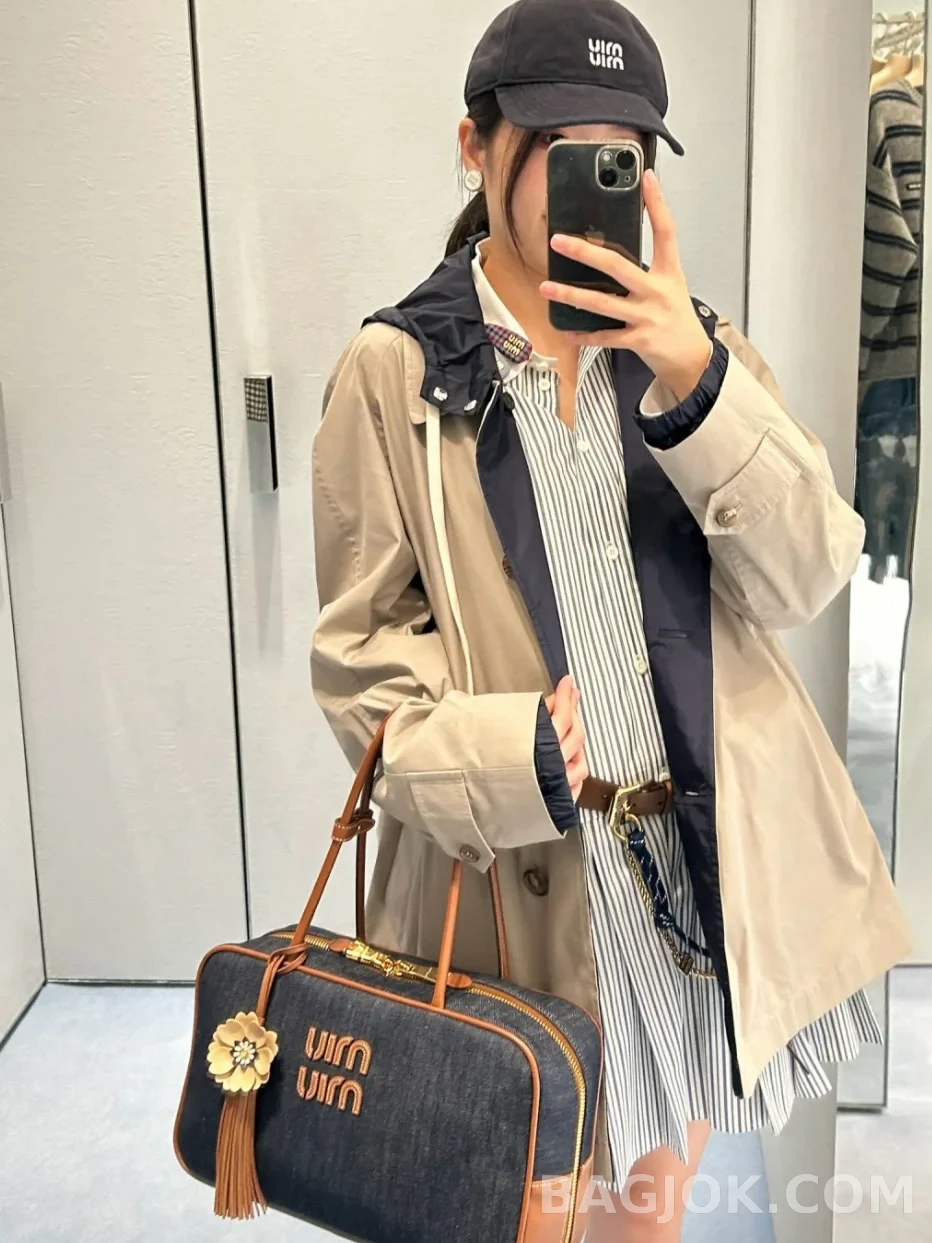 미우미우 MiuMiu 보 데님 백 라지 상세 이미지