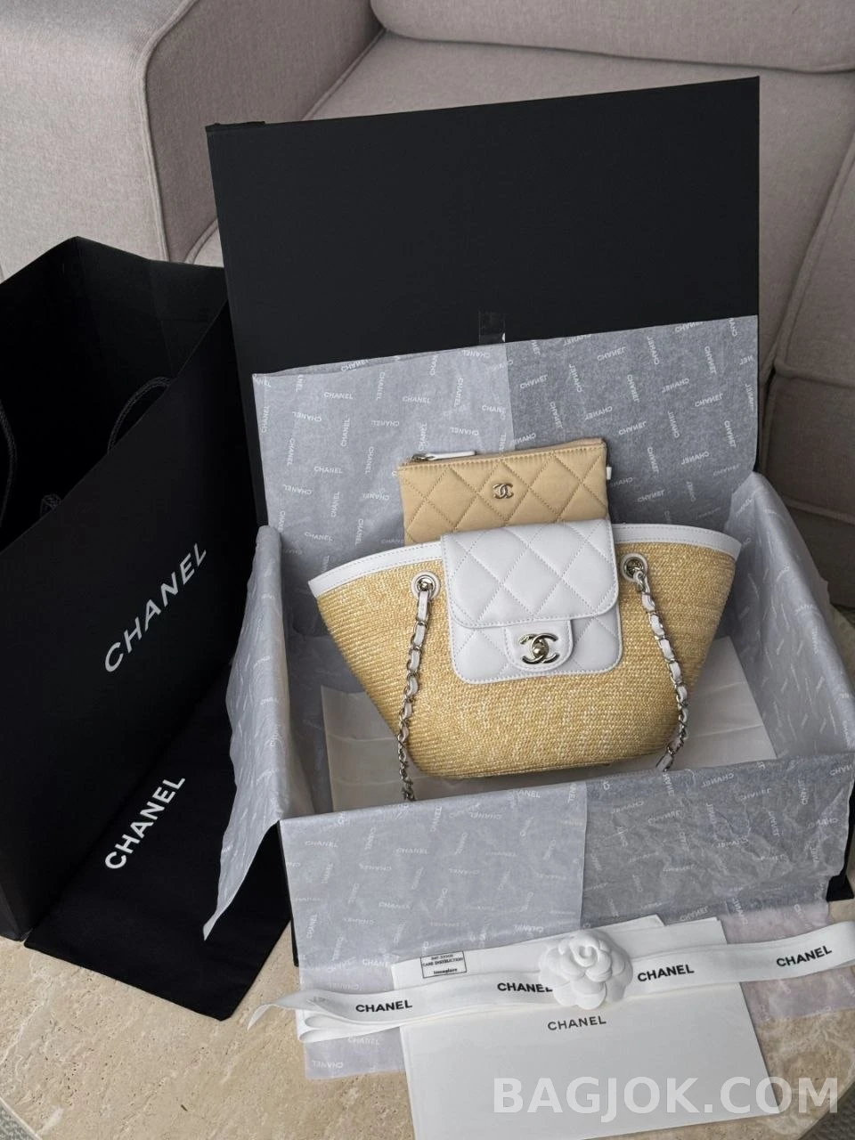 샤넬 Chanel 26c 라피아 스몰 쇼핑 백 상세 이미지
