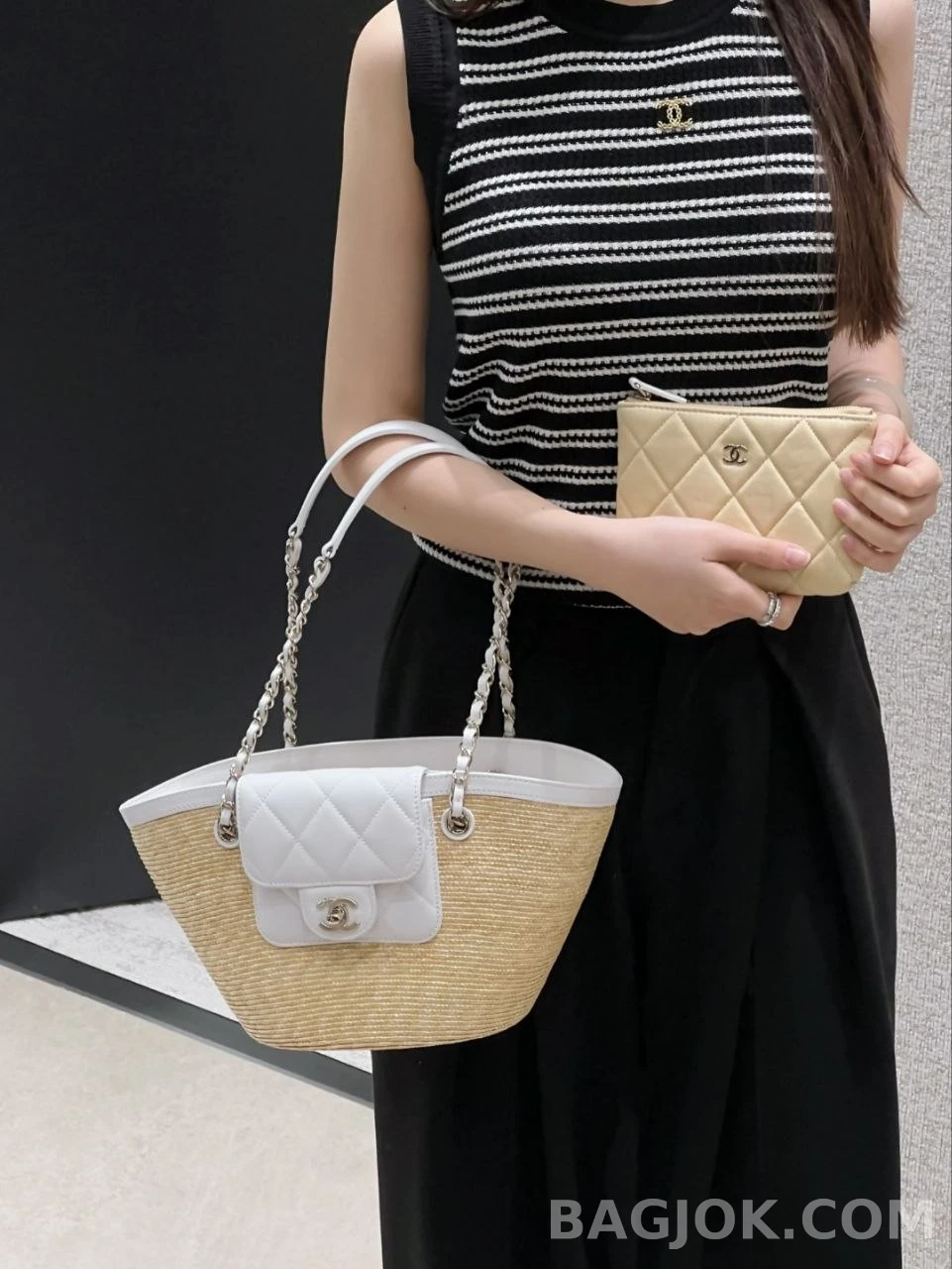샤넬 Chanel 26c 라피아 스몰 쇼핑 백 상세 이미지
