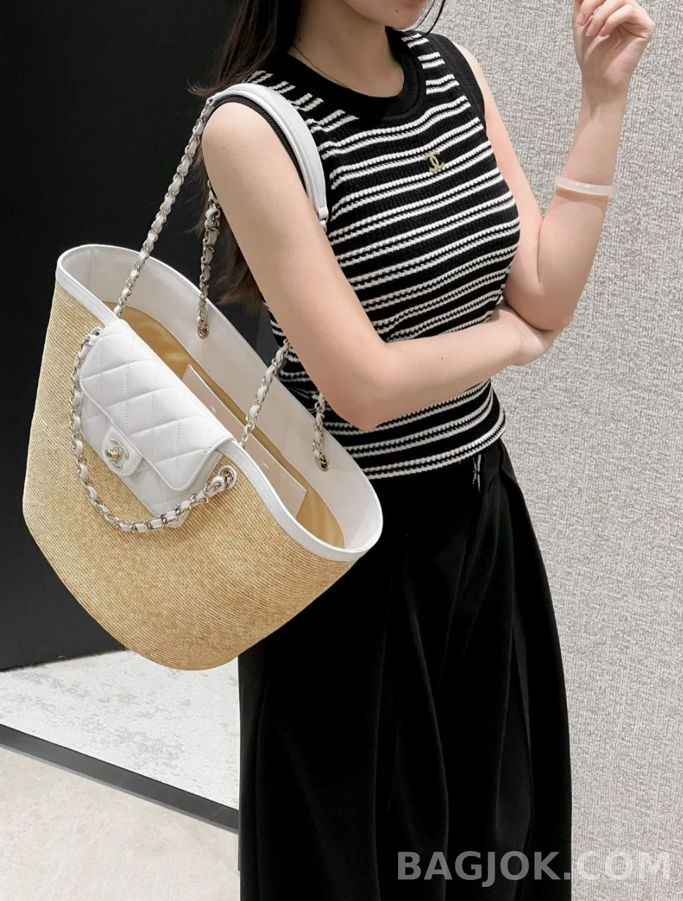 샤넬 Chanel 26c 라피아 라지 쇼핑 백 상세 이미지