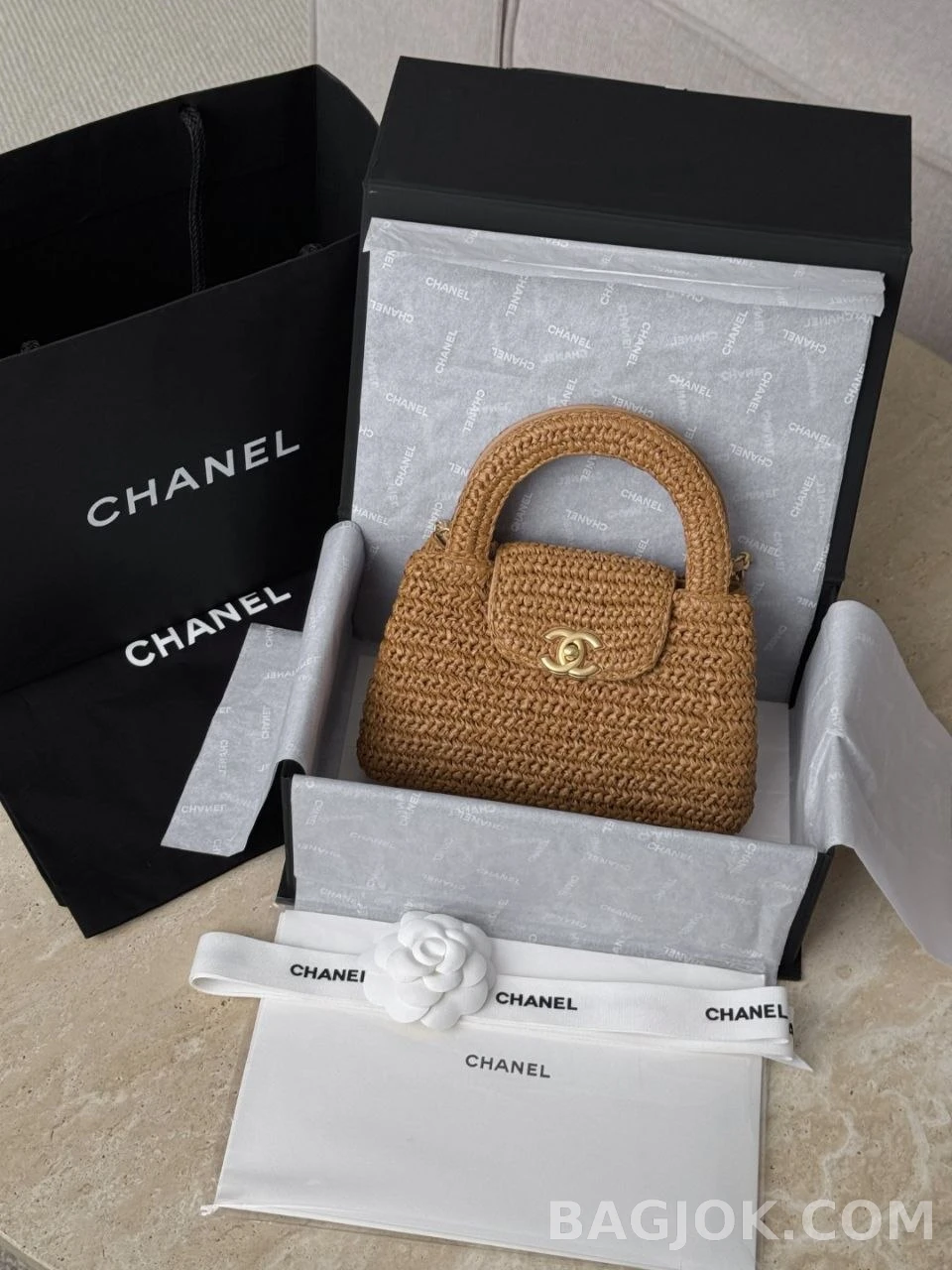 샤넬 Chanel 26c 켈리 나노 라피아 탑 핸들 백 상세 이미지
