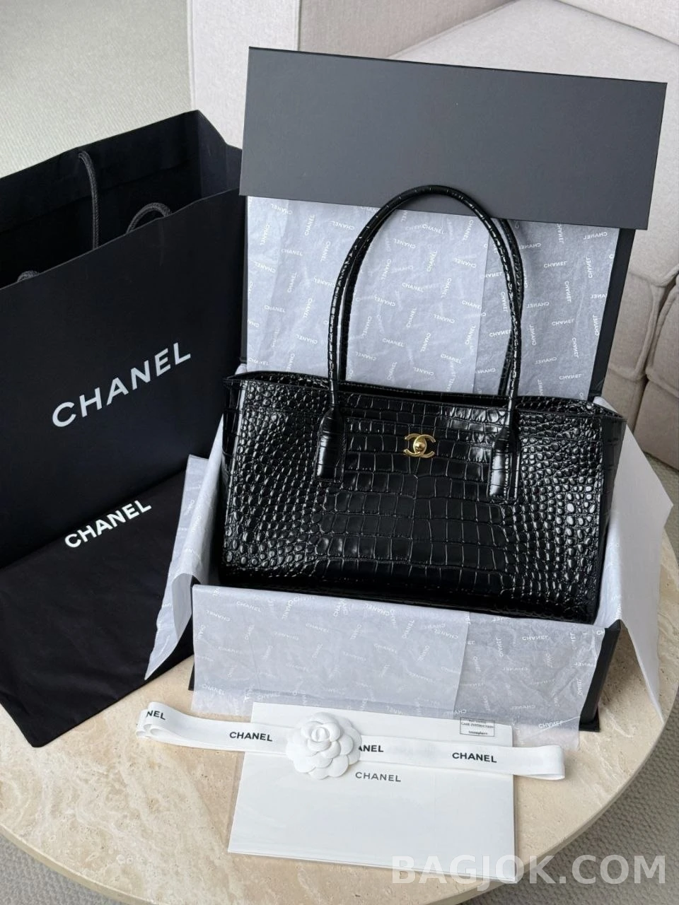 샤넬 Chanel 26s 크로커다일 카프스킨 스몰 쇼핑백 상세 이미지