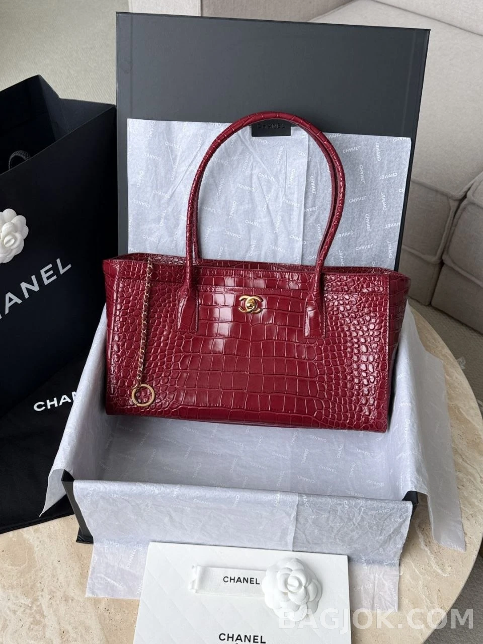 샤넬 Chanel 26s 크로커다일 카프스킨 스몰 쇼핑백 상세 이미지