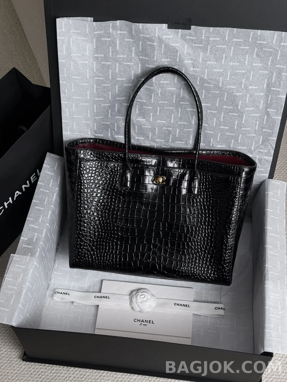 샤넬 Chanel 26s 크로커다일 카프스킨 미디움 쇼핑백 상세 이미지