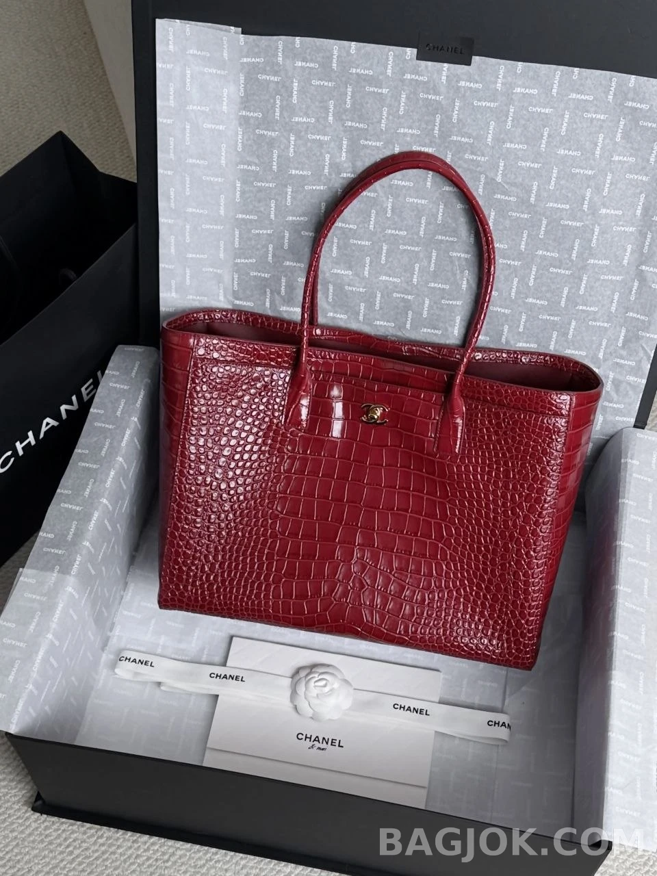 샤넬 Chanel 26s 크로커다일 카프스킨 미디움 쇼핑백 상세 이미지