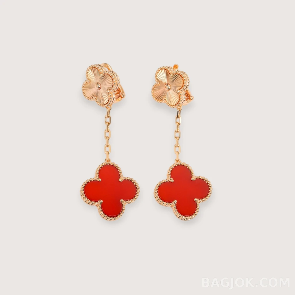 Van Cleef & Arpels 레드 카넬리안 레이저 귀걸이_대표이미지