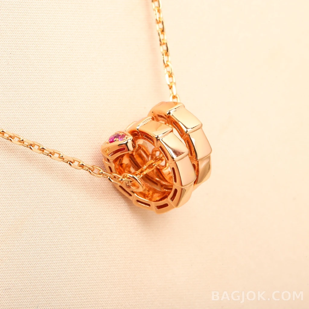 불가리 Bulgari Serpenti Viper 핑크 스톤 목걸이 상세 이미지
