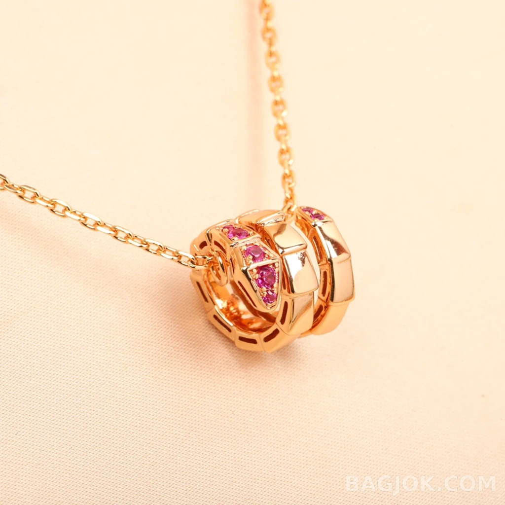 불가리 Bulgari Serpenti Viper 핑크 스톤 목걸이 상세 이미지
