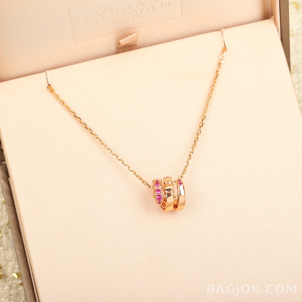 불가리 Bulgari Serpenti Viper 핑크 스톤 목걸이 상세 이미지