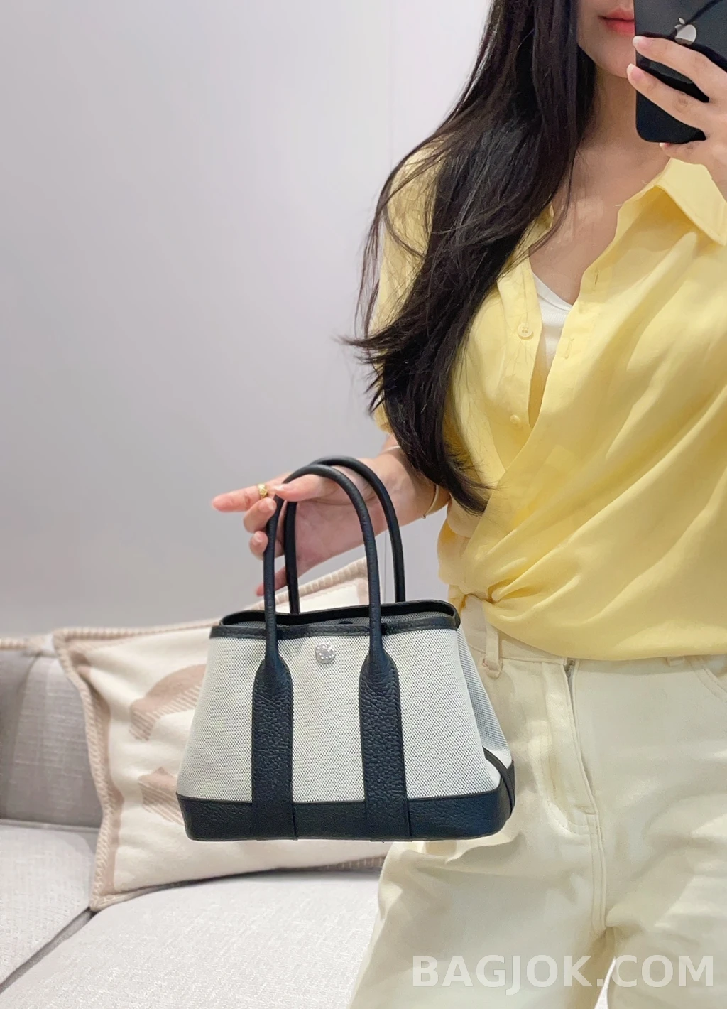 에르메스 Hermes 가든파티 미니 23 캔버스×네곤다 레더 상세 이미지