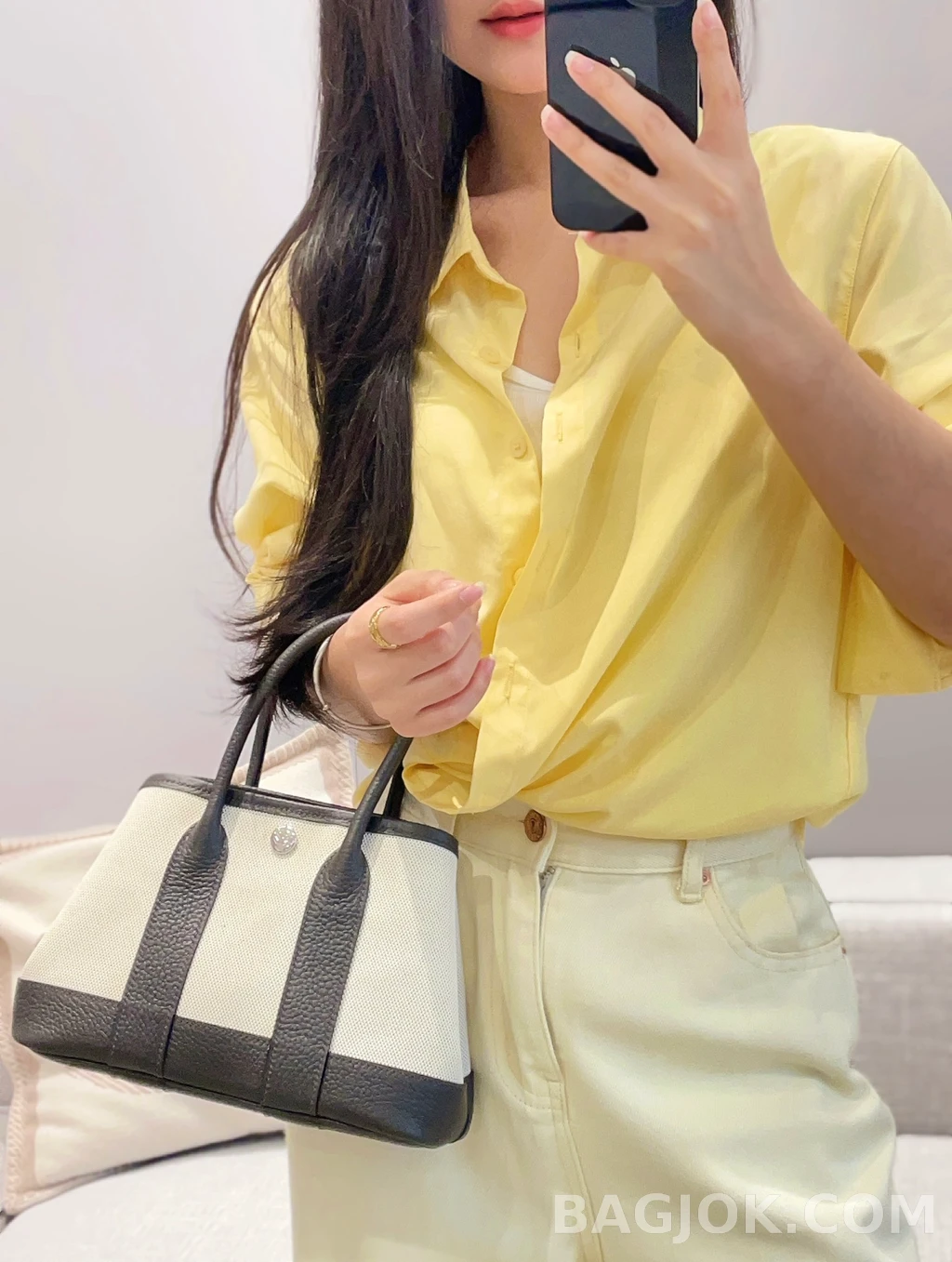 에르메스 Hermes 가든파티 미니 23 캔버스×네곤다 레더 상세 이미지