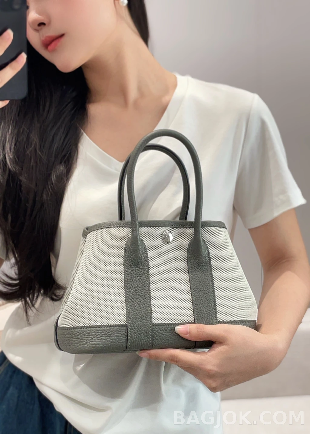 에르메스 Hermes 가든파티 미니 23 캔버스×네곤다 레더 상세 이미지