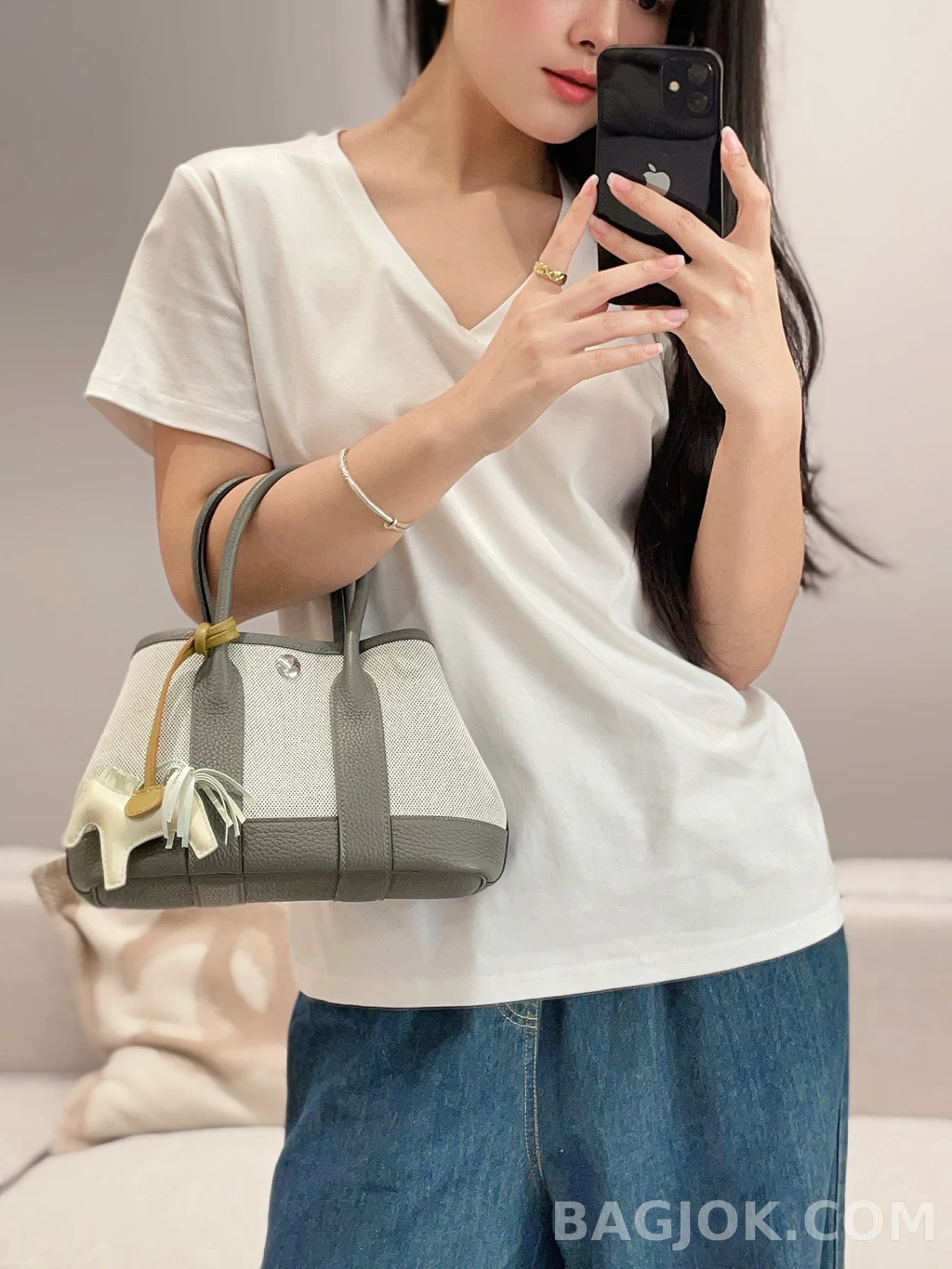 에르메스 Hermes 가든파티 미니 23 캔버스×네곤다 레더 상세 이미지