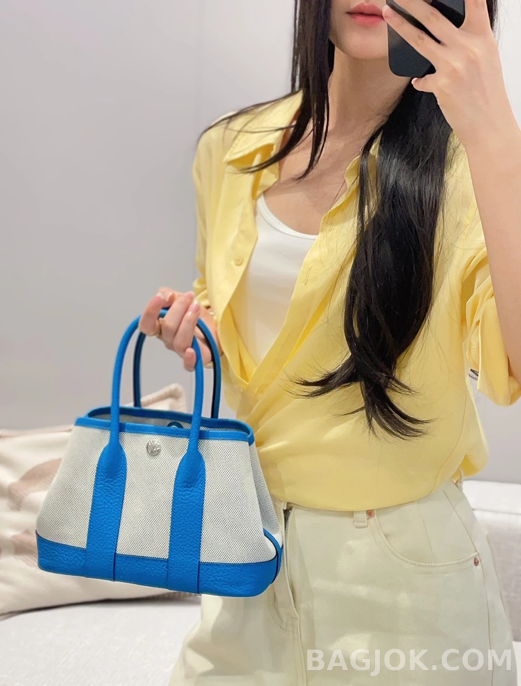 에르메스 Hermes 가든파티 미니 23 캔버스×네곤다 레더 상세 이미지