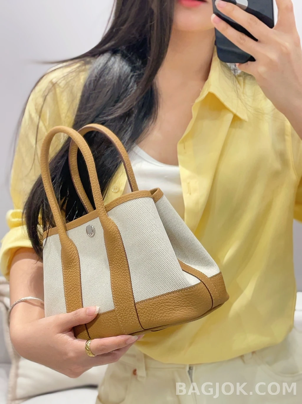에르메스 Hermes 가든파티 미니 23 캔버스×네곤다 레더 상세 이미지