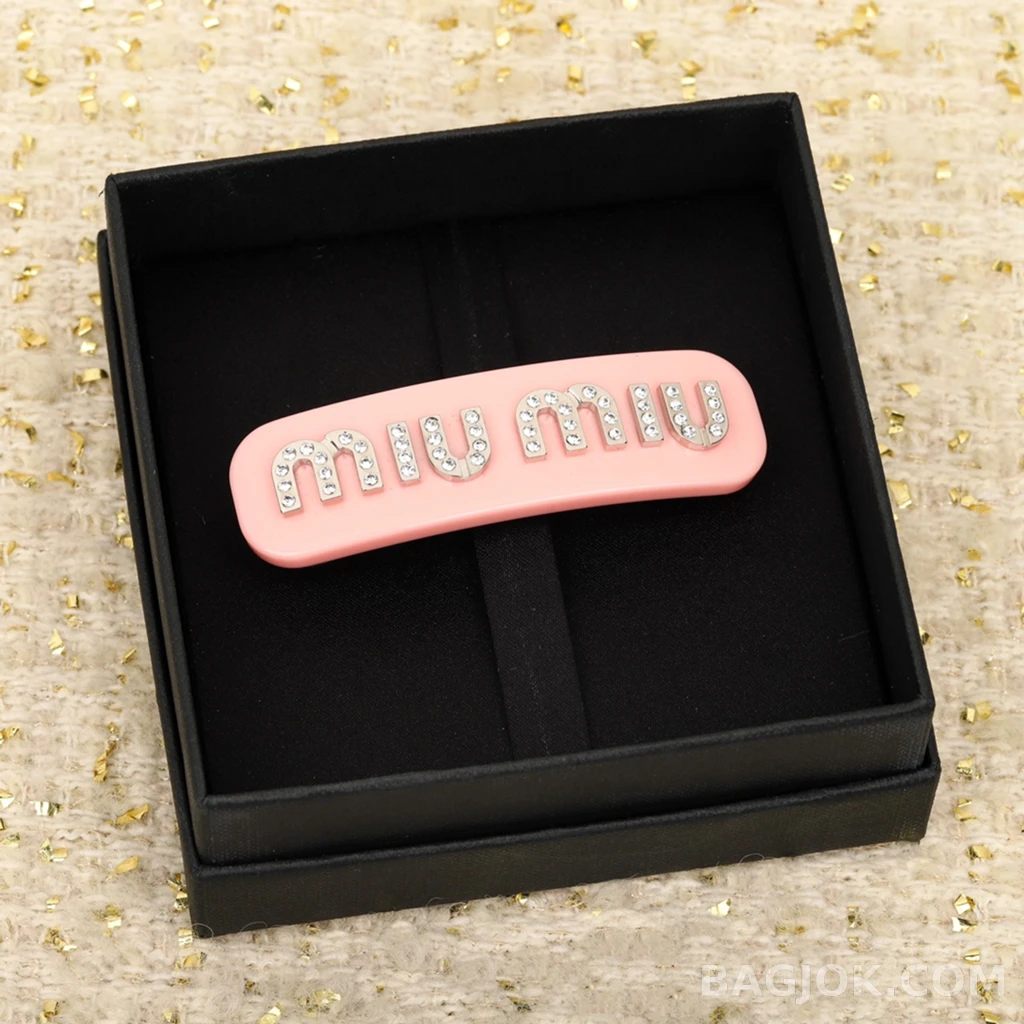 미우미우 Miu Miu 로고 풀스톤 헤어클립 상세 이미지