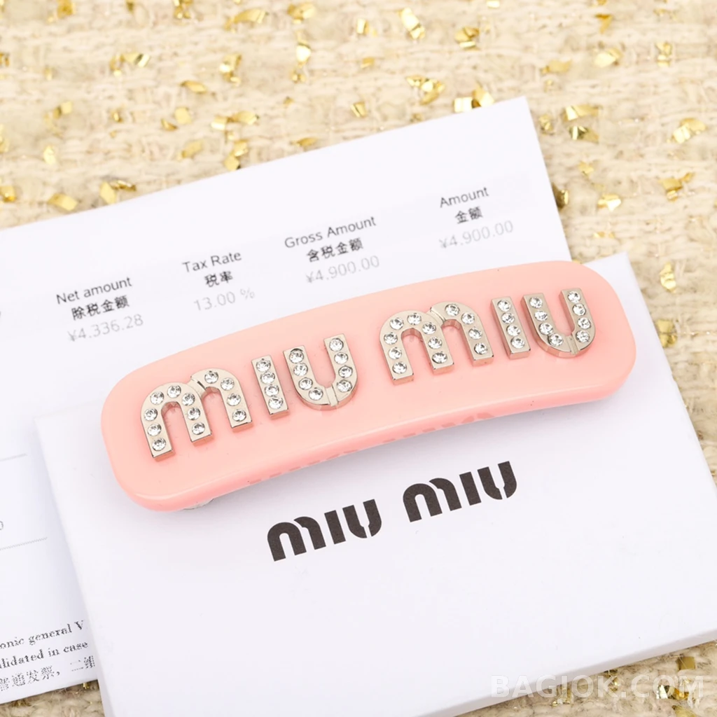 미우미우 Miu Miu 로고 풀스톤 헤어클립 상세 이미지