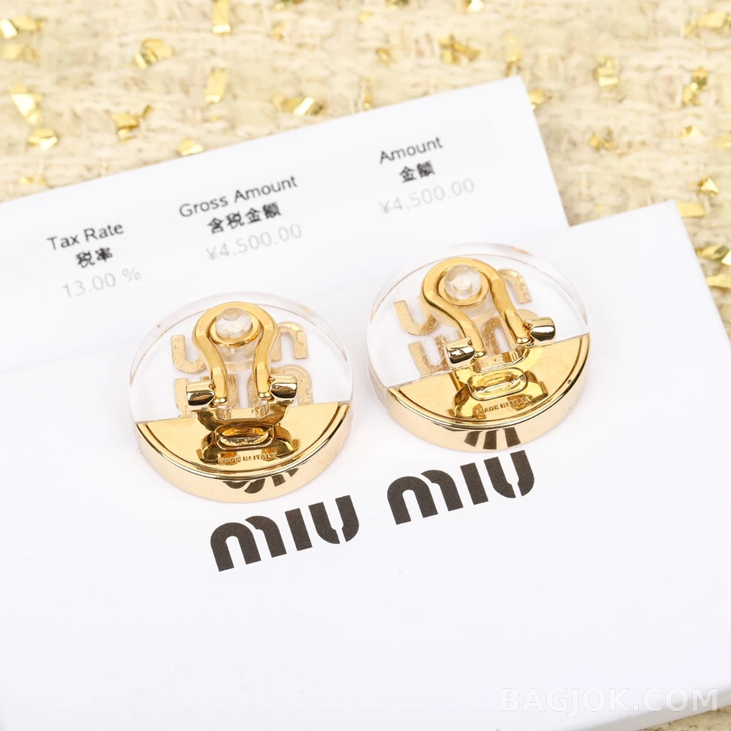 미우미우 Miu Miu 메탈 아크릴 로고 이어클립 상세 이미지