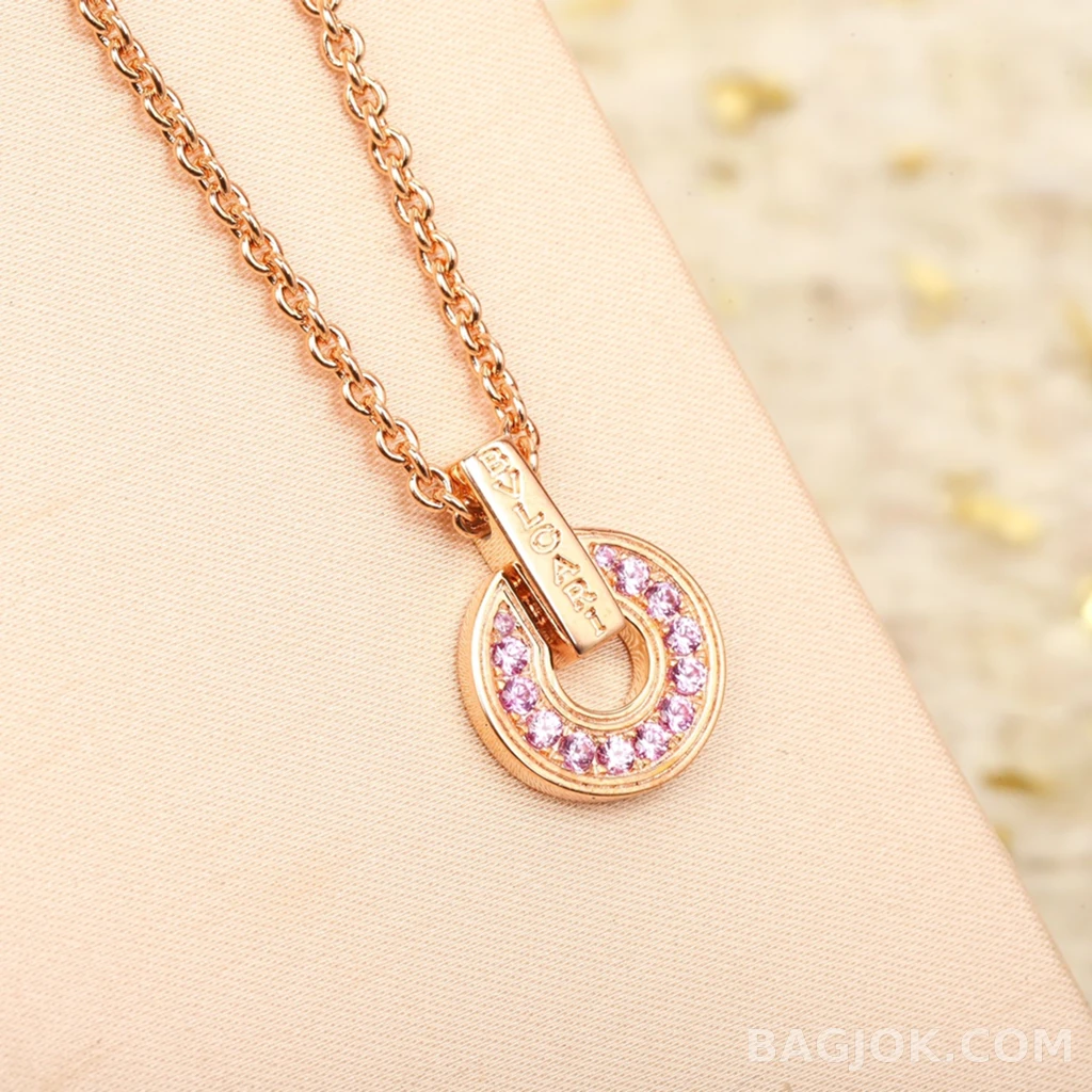 불가리 Bvlgari 라운드 핑크 스톤 목걸이 상세 이미지
