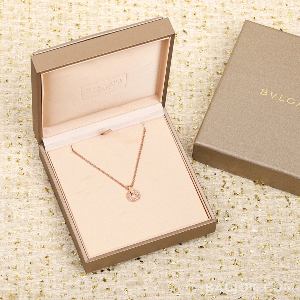 불가리 Bvlgari 라운드 핑크 스톤 목걸이 상세 이미지