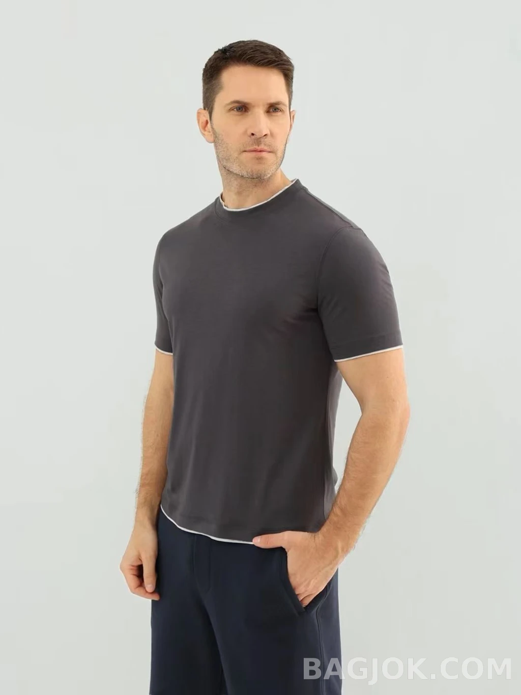 브루넬로 쿠치넬리 Brunello Cucinelli 코튼 크루넥 티셔츠 상세 이미지
