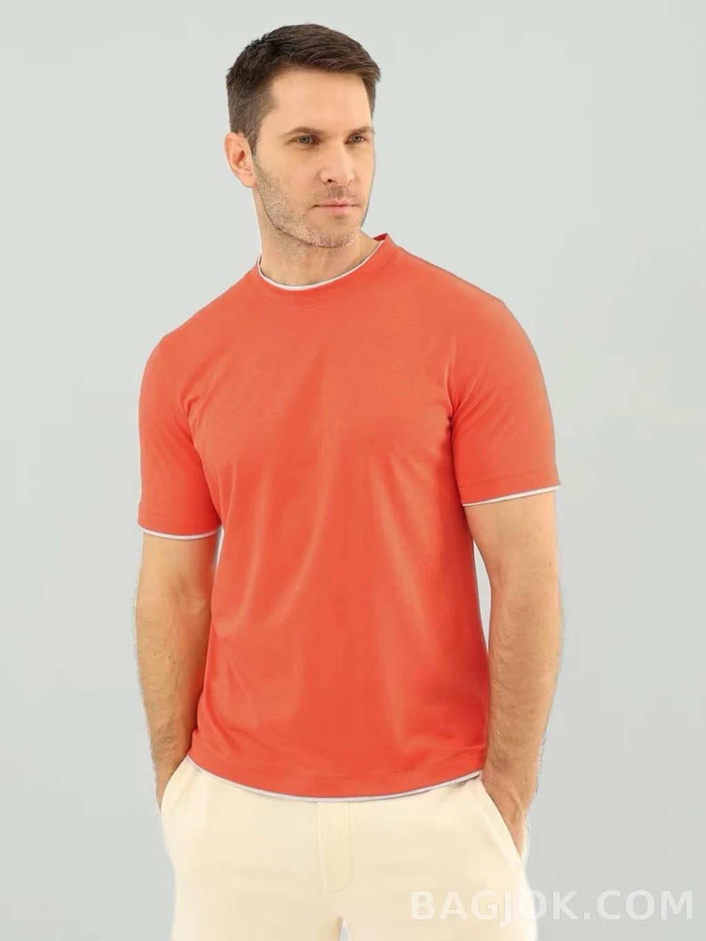 브루넬로 쿠치넬리 Brunello Cucinelli 코튼 크루넥 티셔츠 상세 이미지